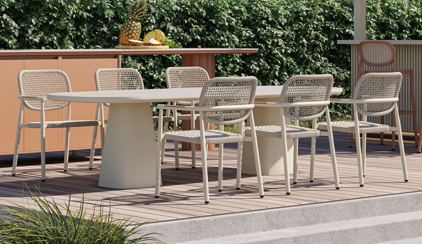 MONDO - Table repas 300 Travertin