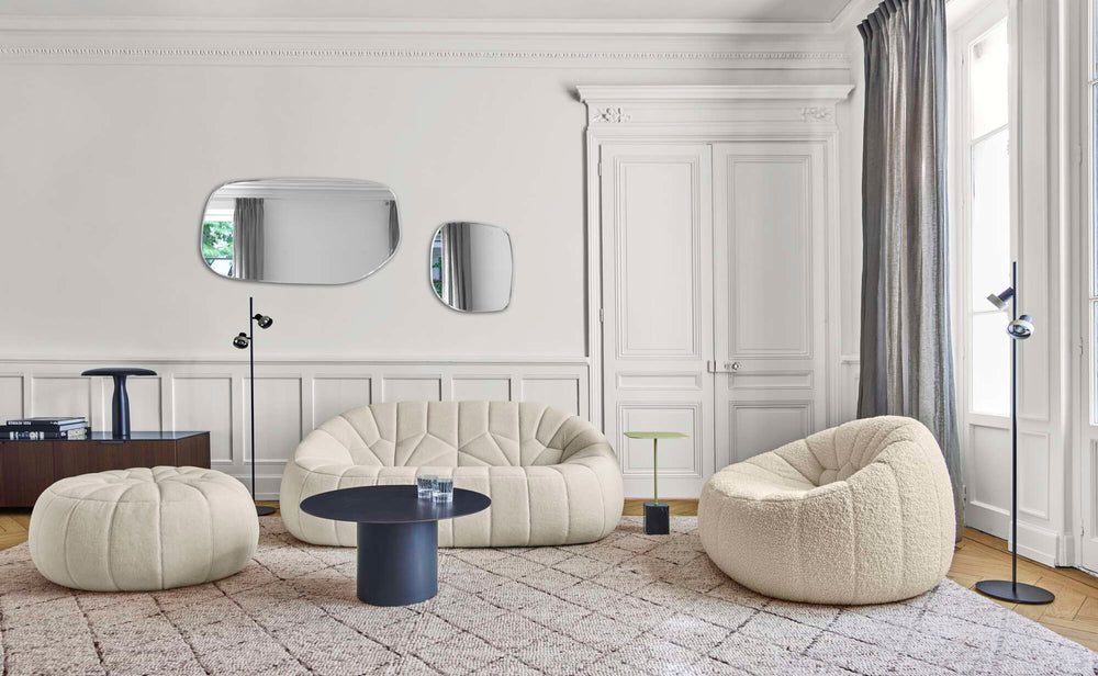 Ottoman - Fauteuil en tissu Parade - coloris Ecru